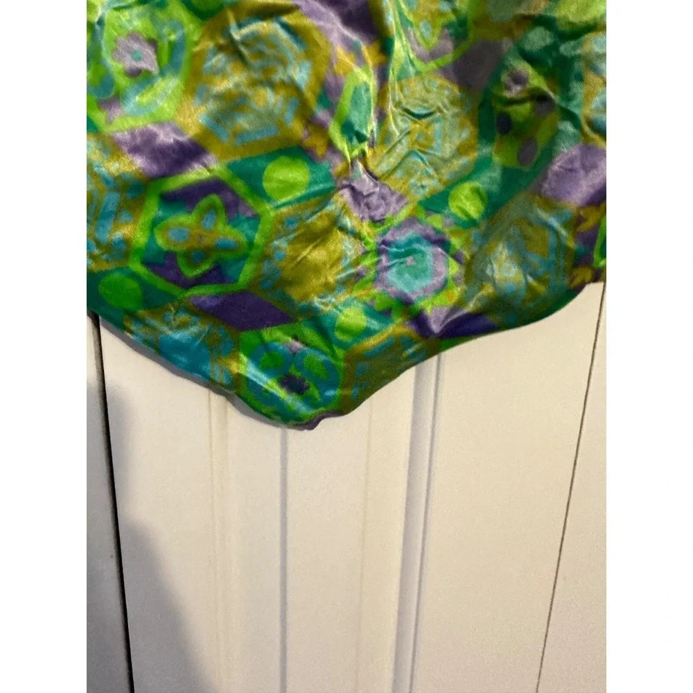 Vintage shiny green and purple 70s psychedelic‎ print apron
